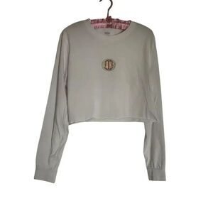 Vans Off The Wall Gray Long Sleeve Cropped Pullover Sweatshirt Ladies Large